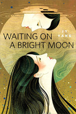 Waiting on a Bright Moon book cover: Two women looking at each other in front of a moon